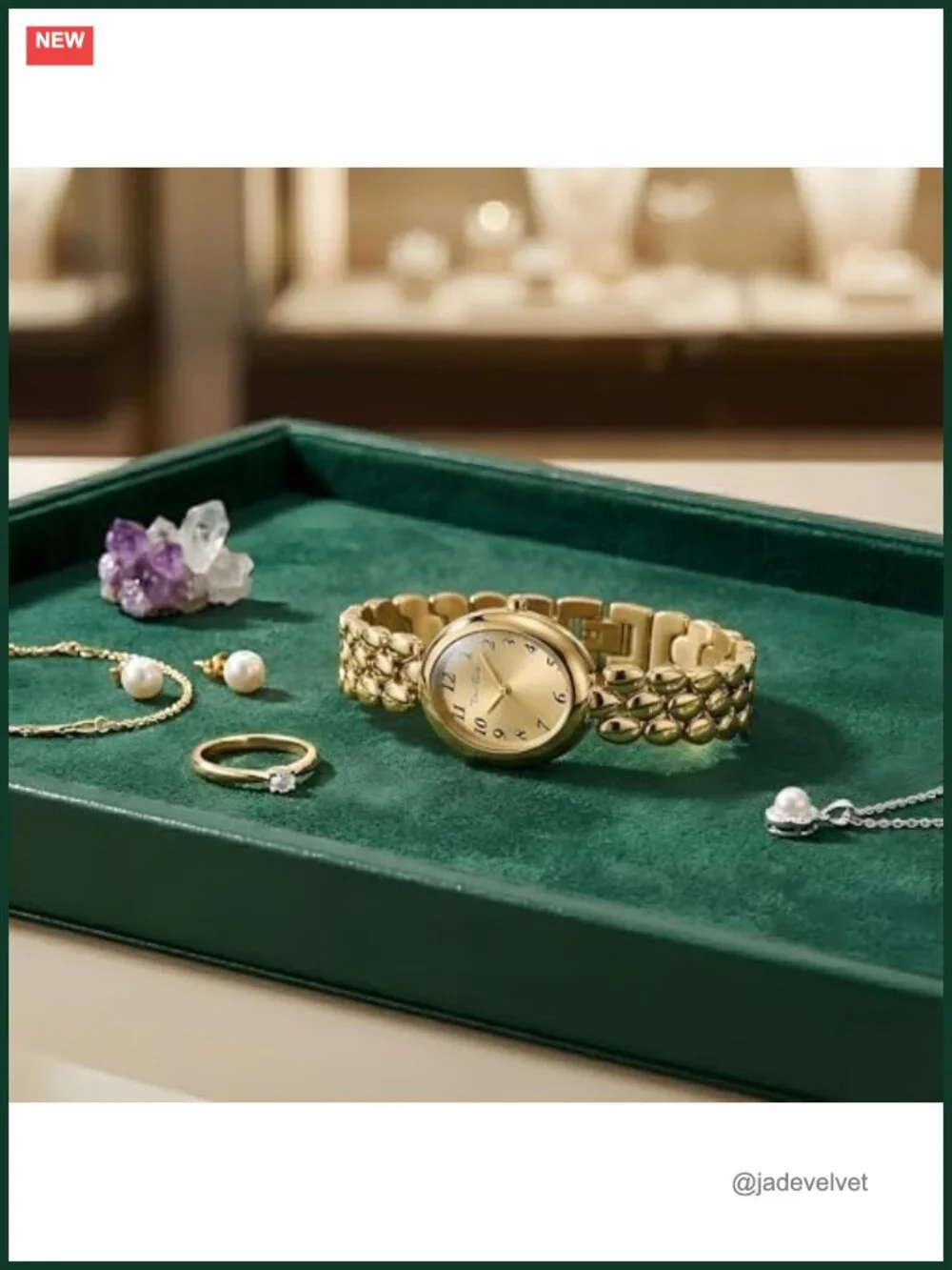 Women's Small Gold Watch Quartz Stainless Steel Stretch Band Casual Bracelet